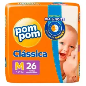 Fralda De Bebê Clássica M 26 Unidades - Pompom Tamanho M