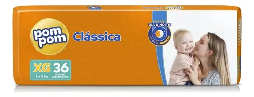 Fralda Pom Pom Infantil Mega Classica Xg Com 36 Unidades