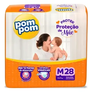 Fralda Pom Pom Protek Proteção De Mãe Jumbo M 28 Unidades