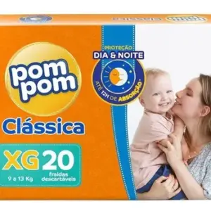 Fralda Descartável Pom Pom Clássica XG com 20 Unidades