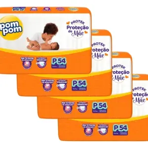 Fardo Fralda Pom Pom Mega Derma Protek P 4 Pacotes Atacado Pequeno (p) Sem Gênero