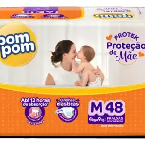 Fralda Descartável Infantil Pom Pom M Derma Protek 48 Unidad