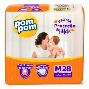 Fralda Pom Pom Protek Proteção De Mãe Jumbo M Com 28un