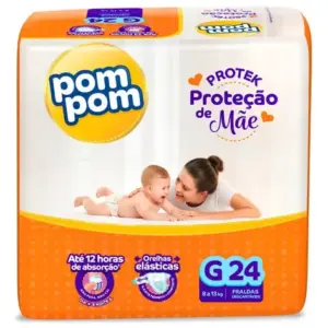 Fralda Pom Pom Protek Proteção De Mãe Jumbo G Com 24un