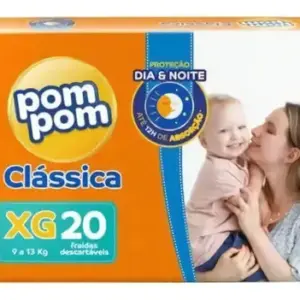 Fralda Descartável Infantil Pom Pom Clássica XG Pacote 20 Unidades