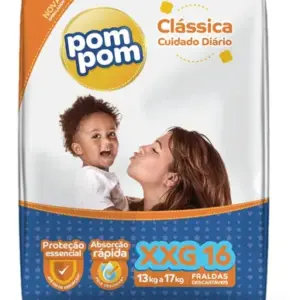 Fralda Descartável Pom Pom Clássica Jumbo Tamanho Xxg Com 16