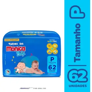 Fraldas Descartáveis Baby Qu4troSec Com 62 Unidades Tamanho P Turma da Mônica