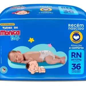 Fralda Descartável Turma da Mônica Baby Recém-Nascido RN Pacote 36 Unidades