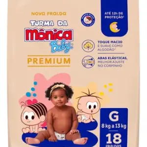 Fralda Turma Da Mônica Baby Premium Jumbo G 18 Un. Grande (g) Sem Gênero