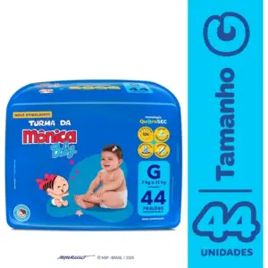 Fralda Turma Da Mônica Baby Mega G 44 Unidades