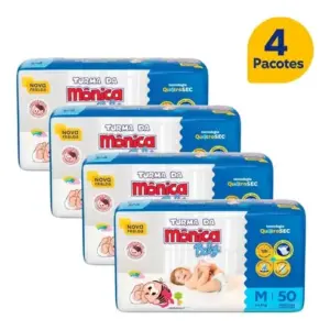 Kit Fralda Turma Da Mônica Mega M 200un Gênero Sem gênero Tamanho Médio (M)