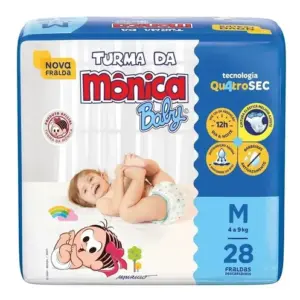 Fralda Descartável Turma Da Monica M Com 28 Tiras