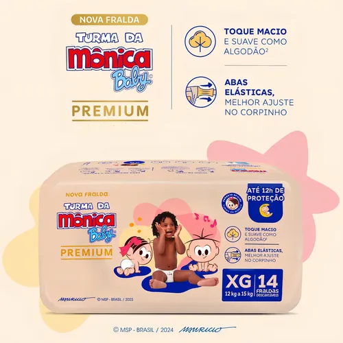 Fraldas Turma da Mônica Premium XG x 14 unidades
