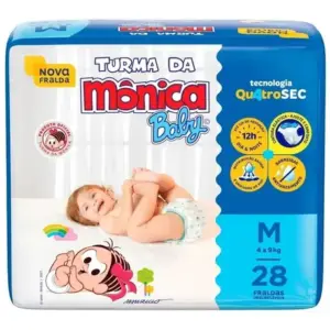 Fralda Descartável M Turma Da Mônica Baby 28 Unidades 4-9kg