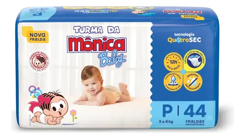 Fralda Turma Da Mônica Baby P Pacote Economico 44 Unidades