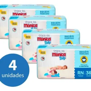 Kit Fralda Turma Da Mônica Rn - 144 Unidades