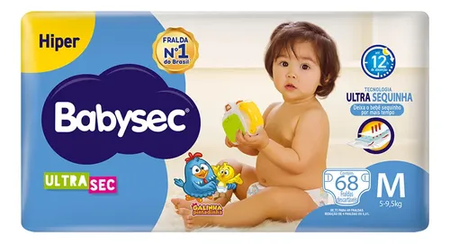 Fralda BabySec Ultrasec Galinha Pintadinha Tamanho M 68 unid