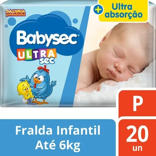 Fralda Babysec Ultrasec Galinha Pintadinha P 20 unidades