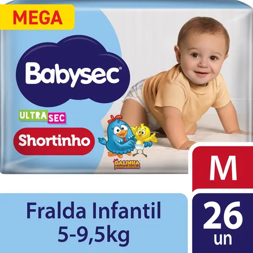 FRALDA BABYSEC ULTRASEC SHORTINHO MEGA M 26 UNIDADES