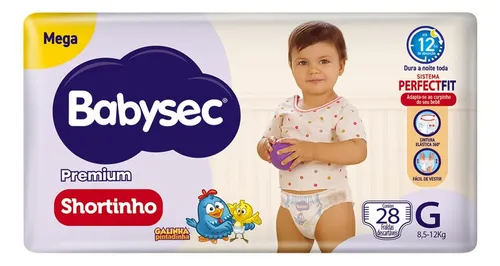 Fralda Babysec Shortinho Mega G com Galinha Pintadinha (24 Unidades)