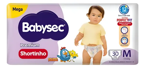 Fralda Babysec Galinha Pintadinha Shortinho Mega Tam M C/ 30