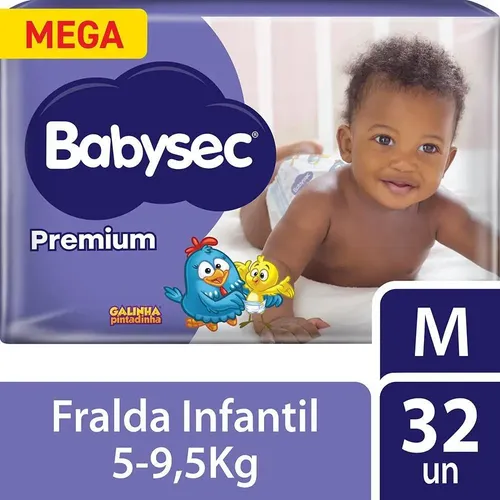 Fralda Babysec Galinha Pintadinha Premium Tamanho M 32 Un