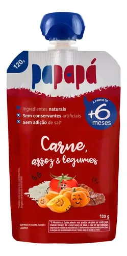 Papinha Papapá Carne Arroz Legumes Squeeze 120g