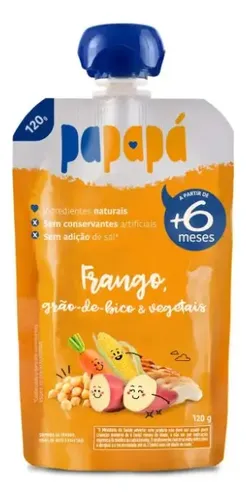 Papinha Papapá Frango Grão Vegetais Squeeze 120g
