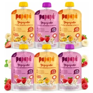 Kit 6 Yoguzinho Papapá Frutas Vermelhas E Amarelas Papapá