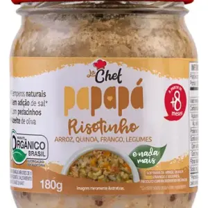 Risotinho Orgânico Arroz, Quinoa, Frango e Legumes Papapá La Chef Vidro 180g