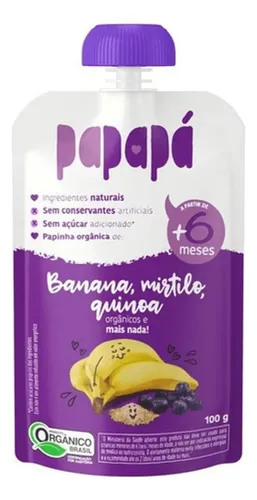 Papapá Papinhas Orgânicas Sabor Banana Mirtilo E Quinoa Sque