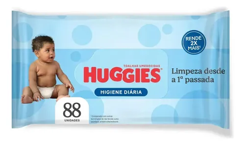 Lenço Umedecido Huggies Higiene Diária Rendem 2x Mais 88 Un