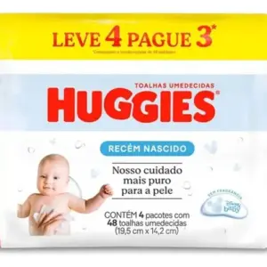 Toalha Umedecida Huggies Recém Nascido Leve 4 E Pague 3 Paco