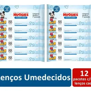 Caixa C/12 Lenços Umedecidos Huggies Tripla Proteção Higiene Diária Atacado
