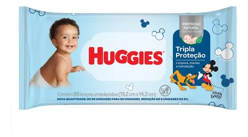 Lenços Umedecidos Huggies Tripla Proteção C/88un