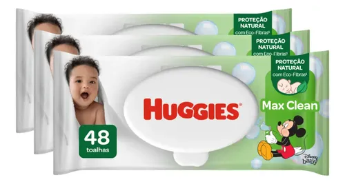Lenços Umedecidos Huggies Max Clean Para Bebês 144 Unidades
