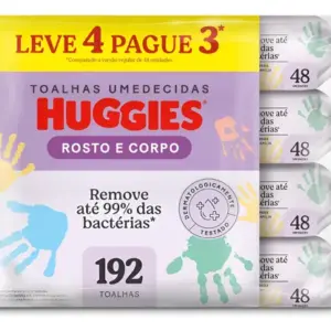 Toalha Umedecida Huggies Rosto Corpo 48un L4p3 Com 192un