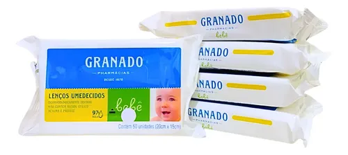 Kit 5 Lenços Umedecidos Granado Bebê Tradicional 250 Toalhas