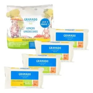 Kit 4 Lenços Umedecidos Granado Bebê Tradicional 200 Toalhas