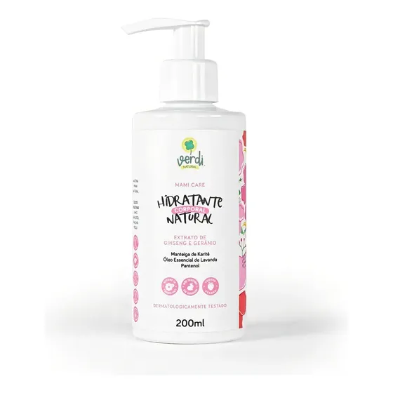 Hidratante Corporal Vegano Verdi Natural 200g Mami Care Ginseng Gerânio