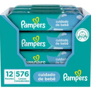 Lenços Umedecidos Pampers, Cuidado de bebê 12 pacotes em total 576 Unidades